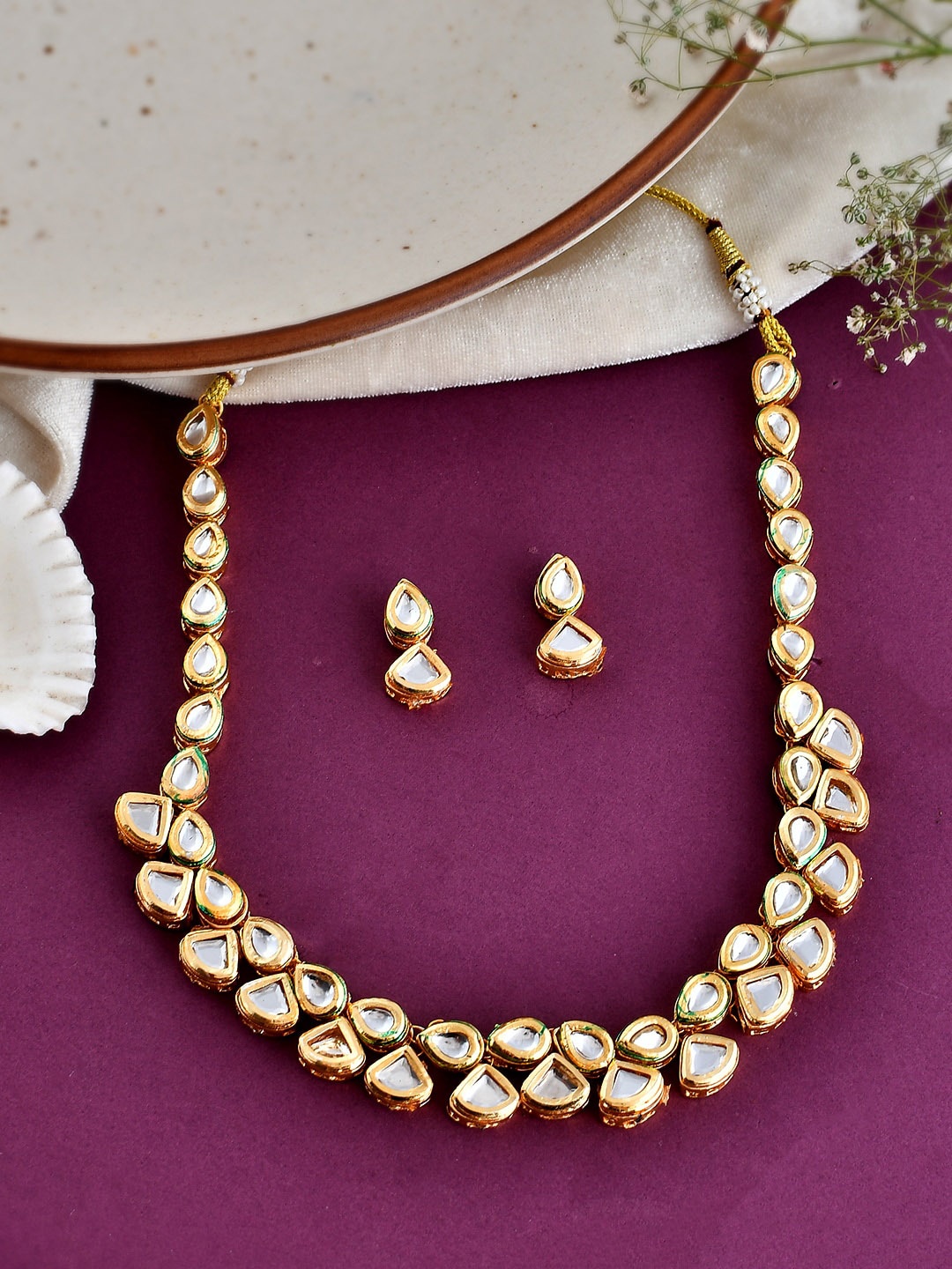 

Silvermerc Designs Gold Plated & Kundan Studded Jewellery Set