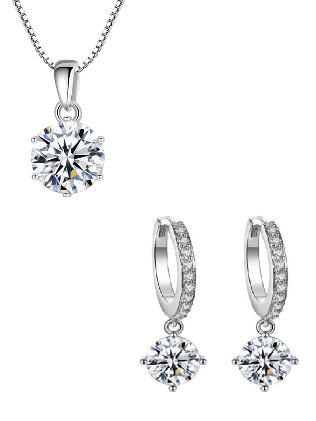 

MYKI Silver Plated Cubic Zirconia Studded Jewellery Set