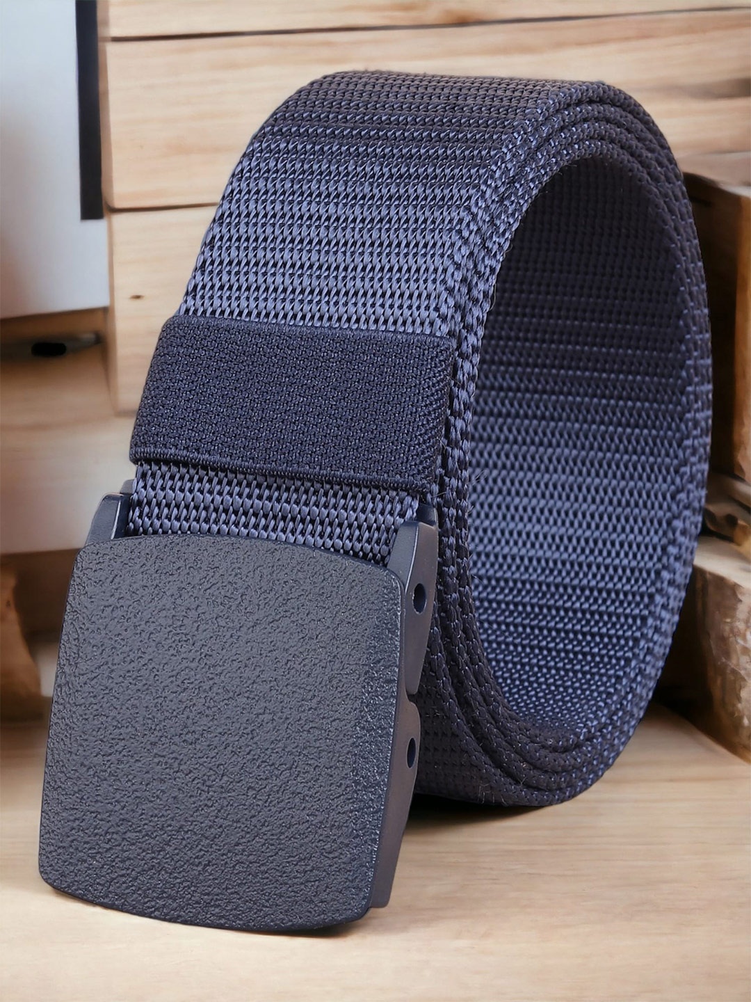 

Mast & Harbour Men Woven Design Belt, Blue
