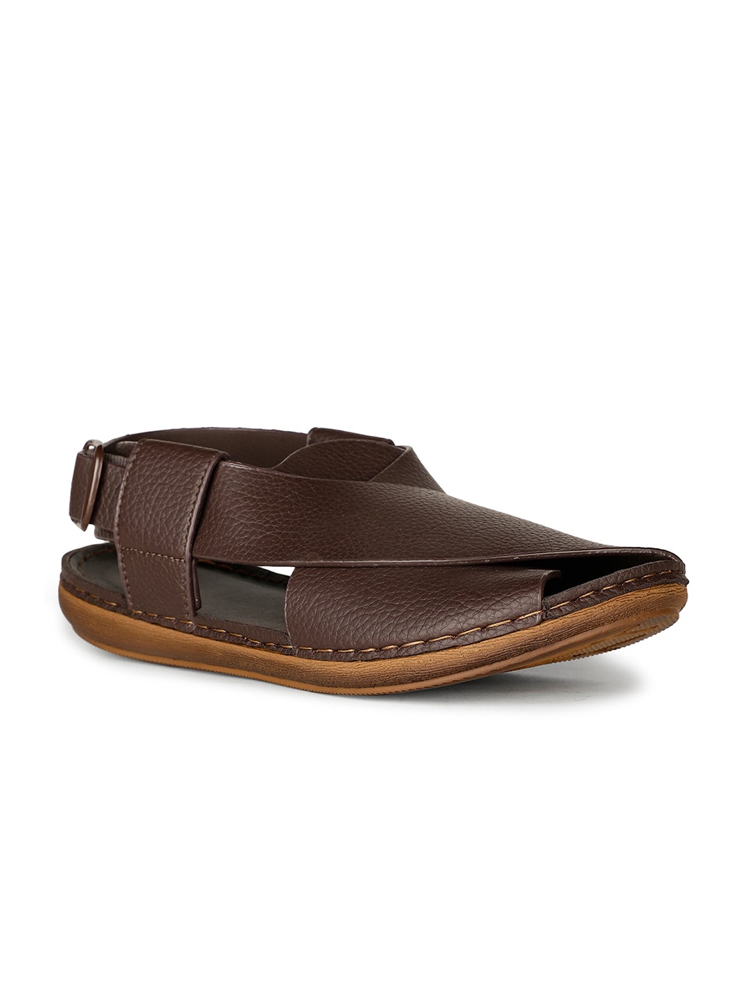 

Bata Men Textured Comfort Sandals, Brown