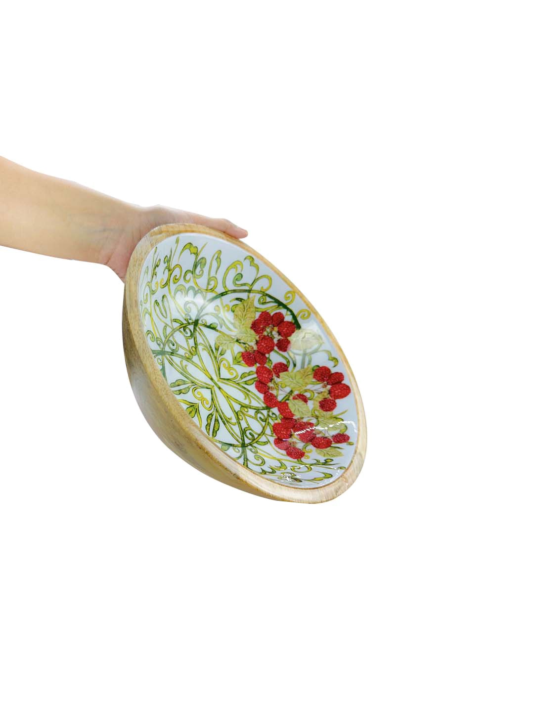 TWIG STORY Red & Green Berry Printed Serving Bowl