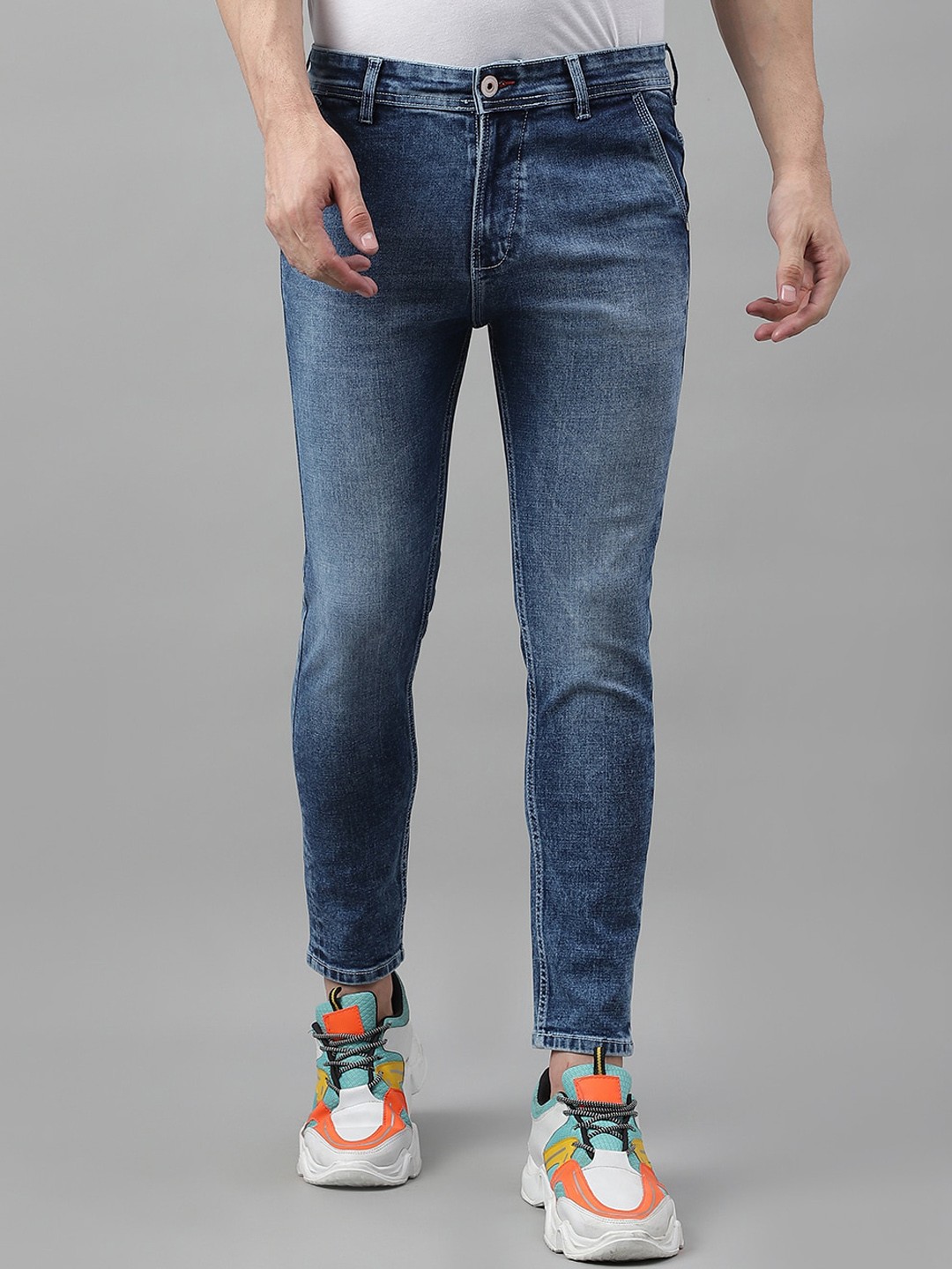 

Code 61 Men Skinny Fit Low Rise Heavy Fade Stretchable Jeans, Blue