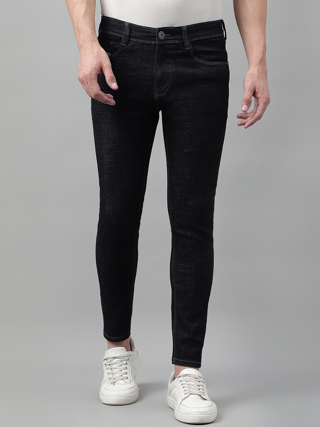 

Code 61 Men Skinny Fit Low-Rise Stretchable Jeans, Black