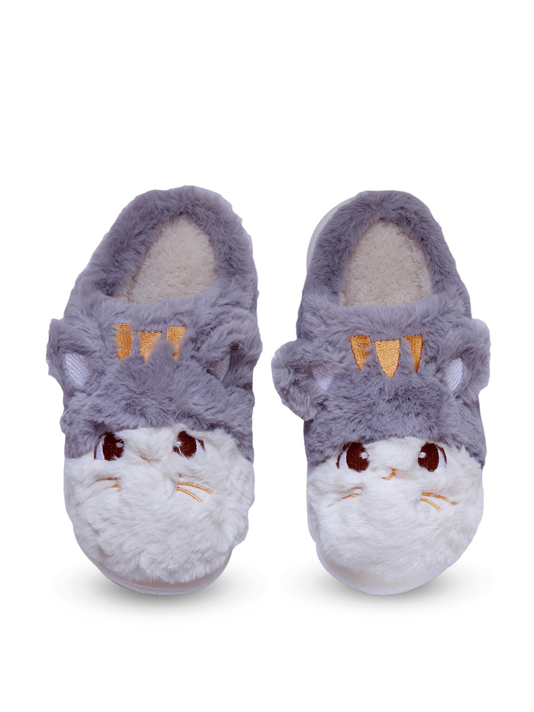 

Miscreef Women Self Design Fur Room Slippers, Grey