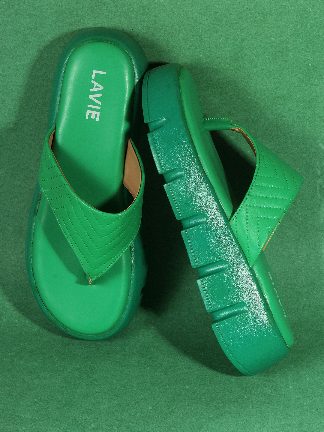 

Lavie Textured Open Toe Flatform Heels, Green