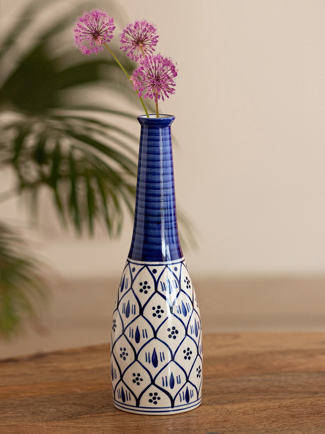 

ExclusiveLane Moroccan Floral Blue Printed Ceramic Vase