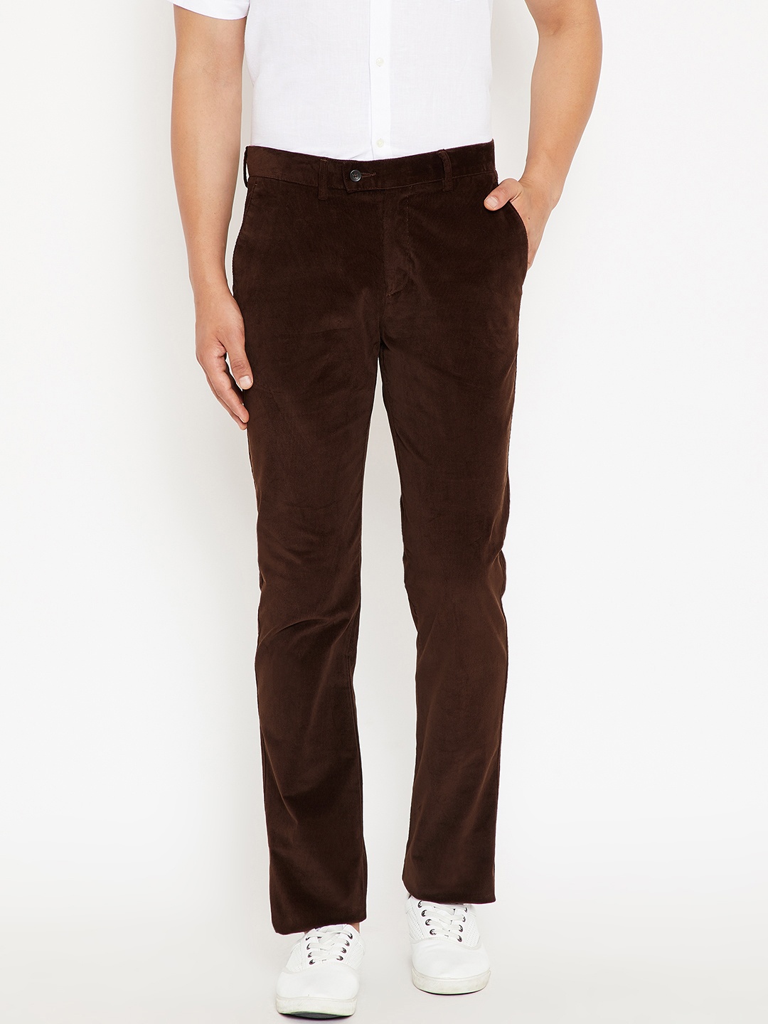 

Blackberrys Men Brown Solid Corduroy Trousers