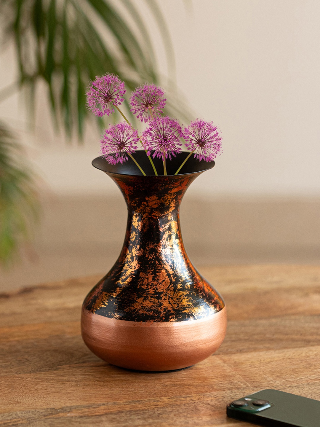 

ExclusiveLane Surahi Black & Brown Hand Painted Metal Vase