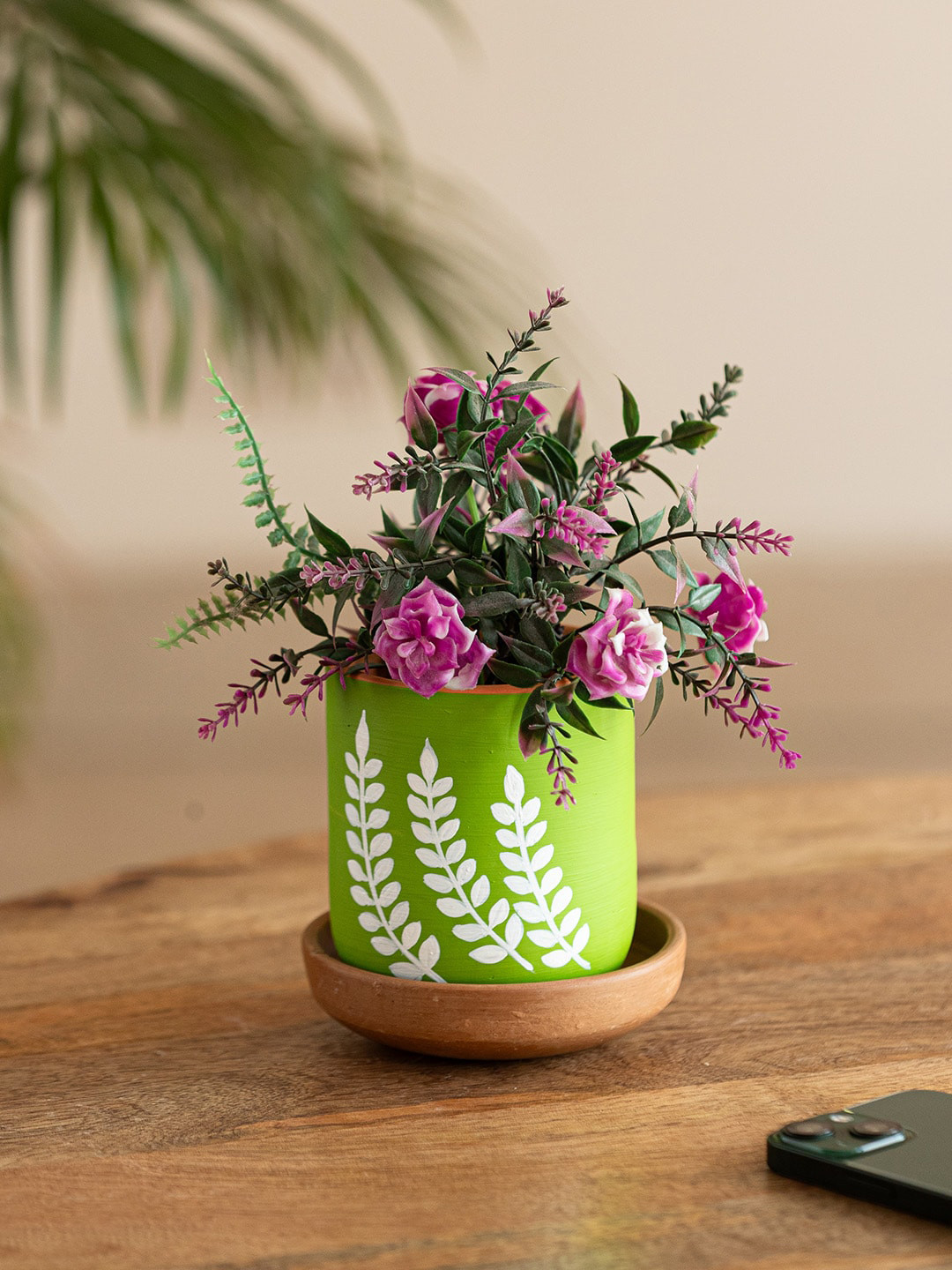 

ExclusiveLane Foliage Oasis Green Printed Terracotta Planters