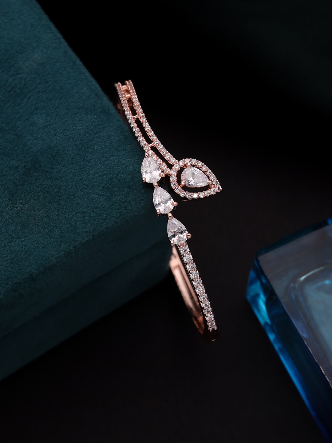 

Brado Jewellery Rose Gold Plated Brass American Diamond Bangle-Style Bracelet