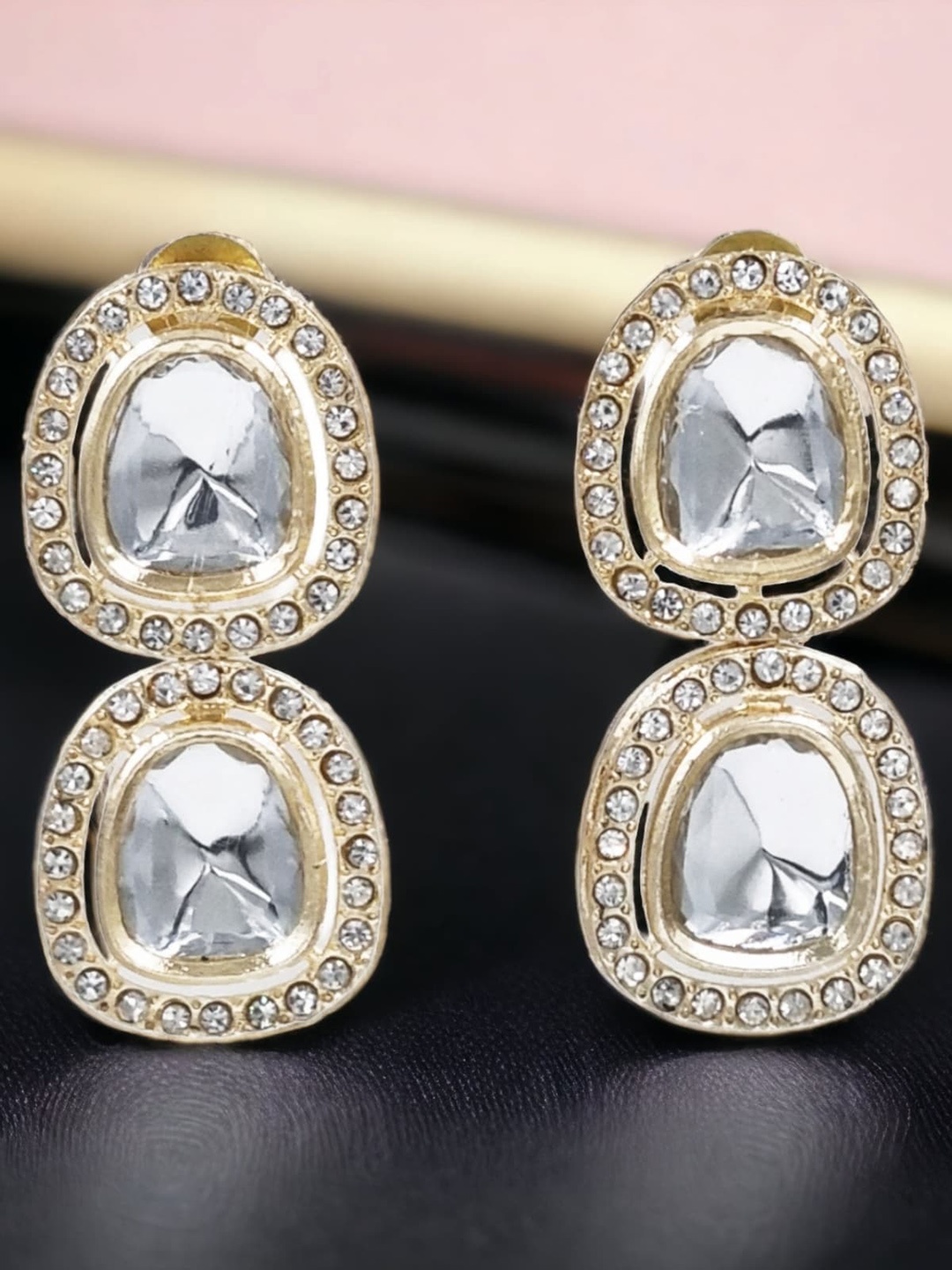 

Anouk Gold Plated Contemporary Cubic Zirconia Drop Earrings, White