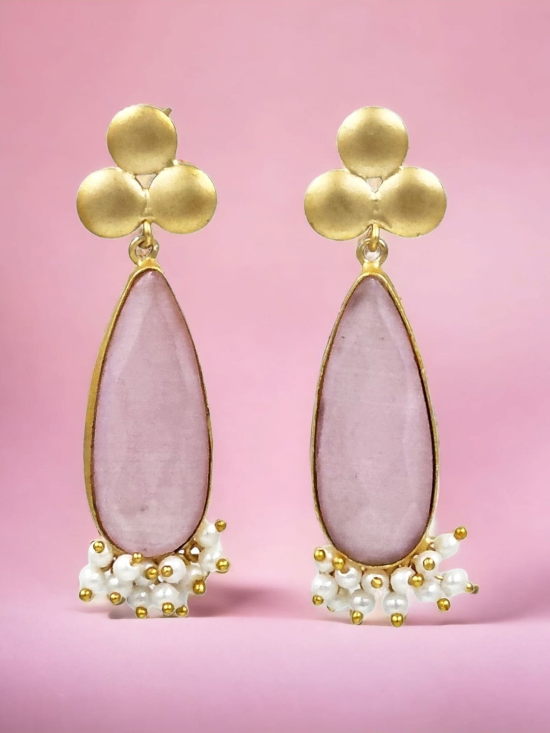 

Anouk Gold Plated Contemporary Drop Earrings, Pink