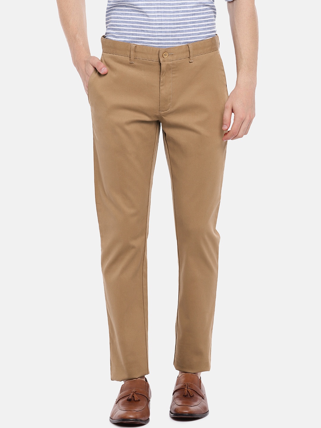 

Blackberrys Men Khaki Regular Fit Solid Regular Trousers