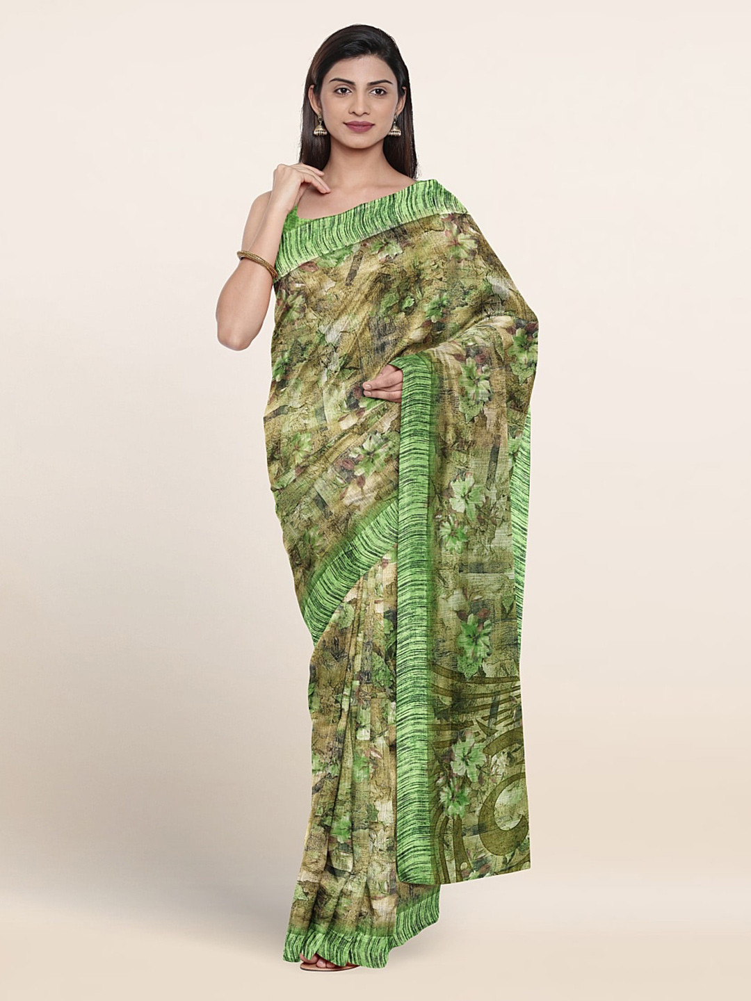 

Pothys Floral Printed Saree, Green