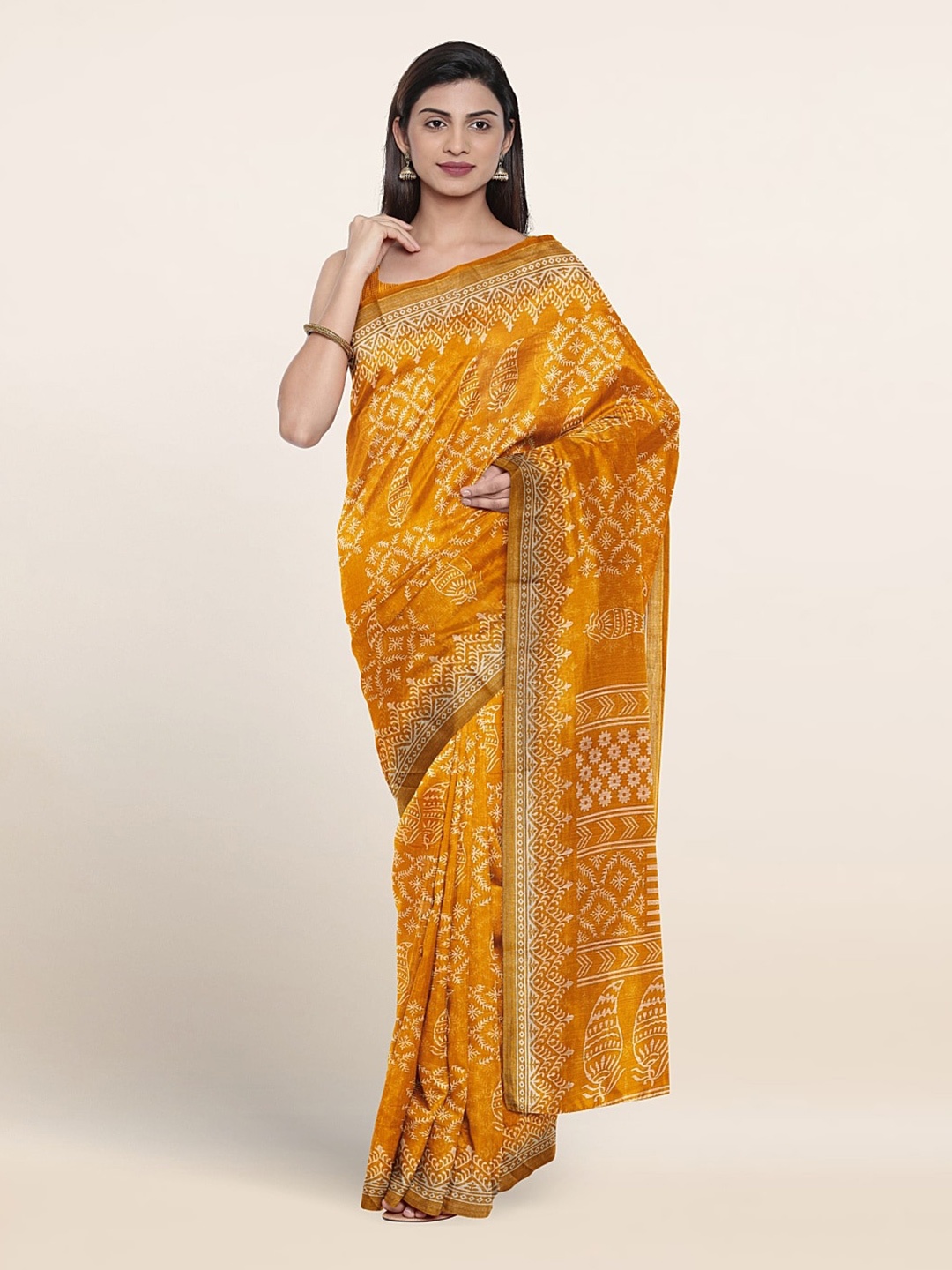 

Pothys Ethnic Motifs Printed Saree, Mustard