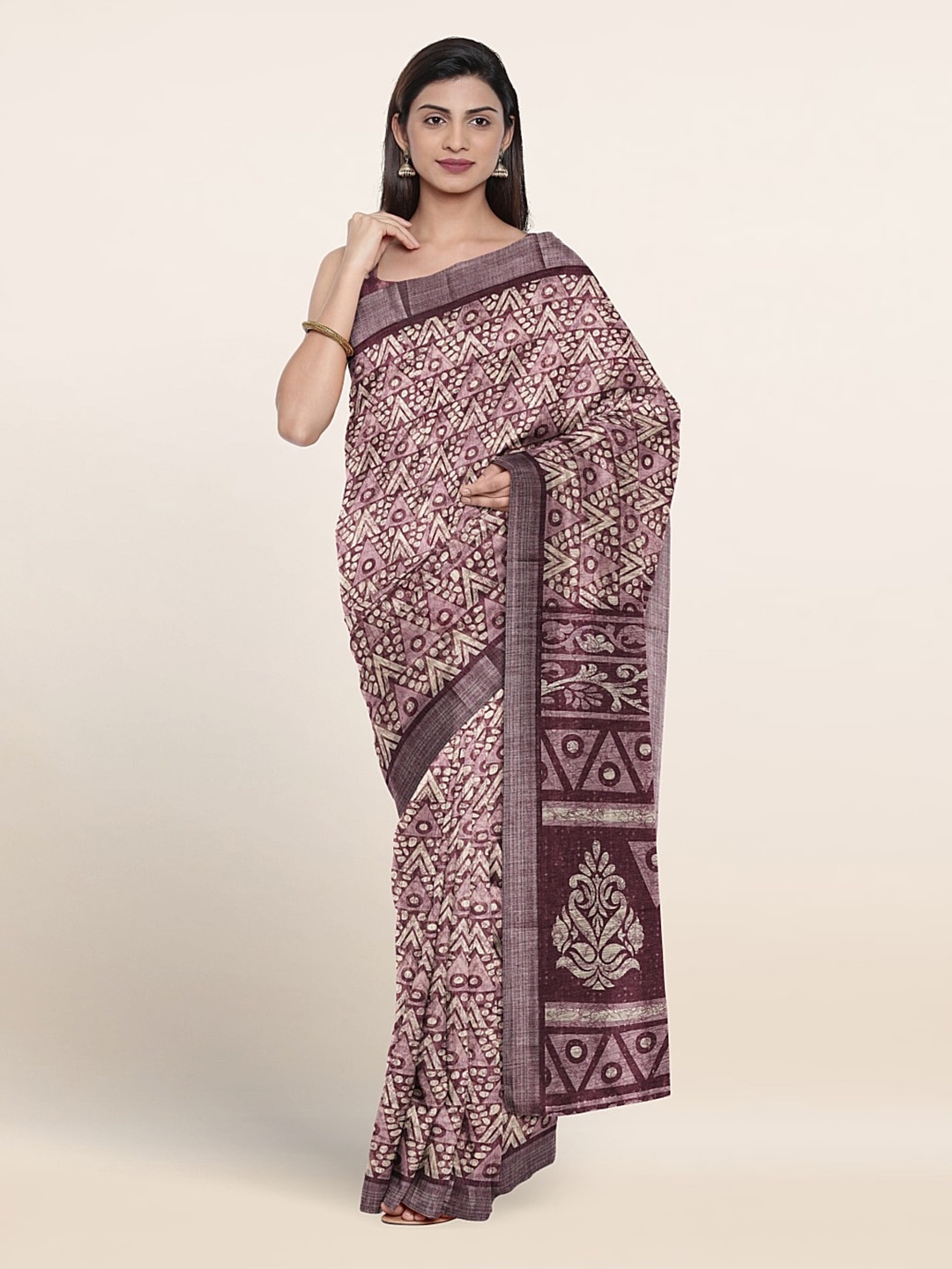 

Pothys Geometric Printed Saree, Violet