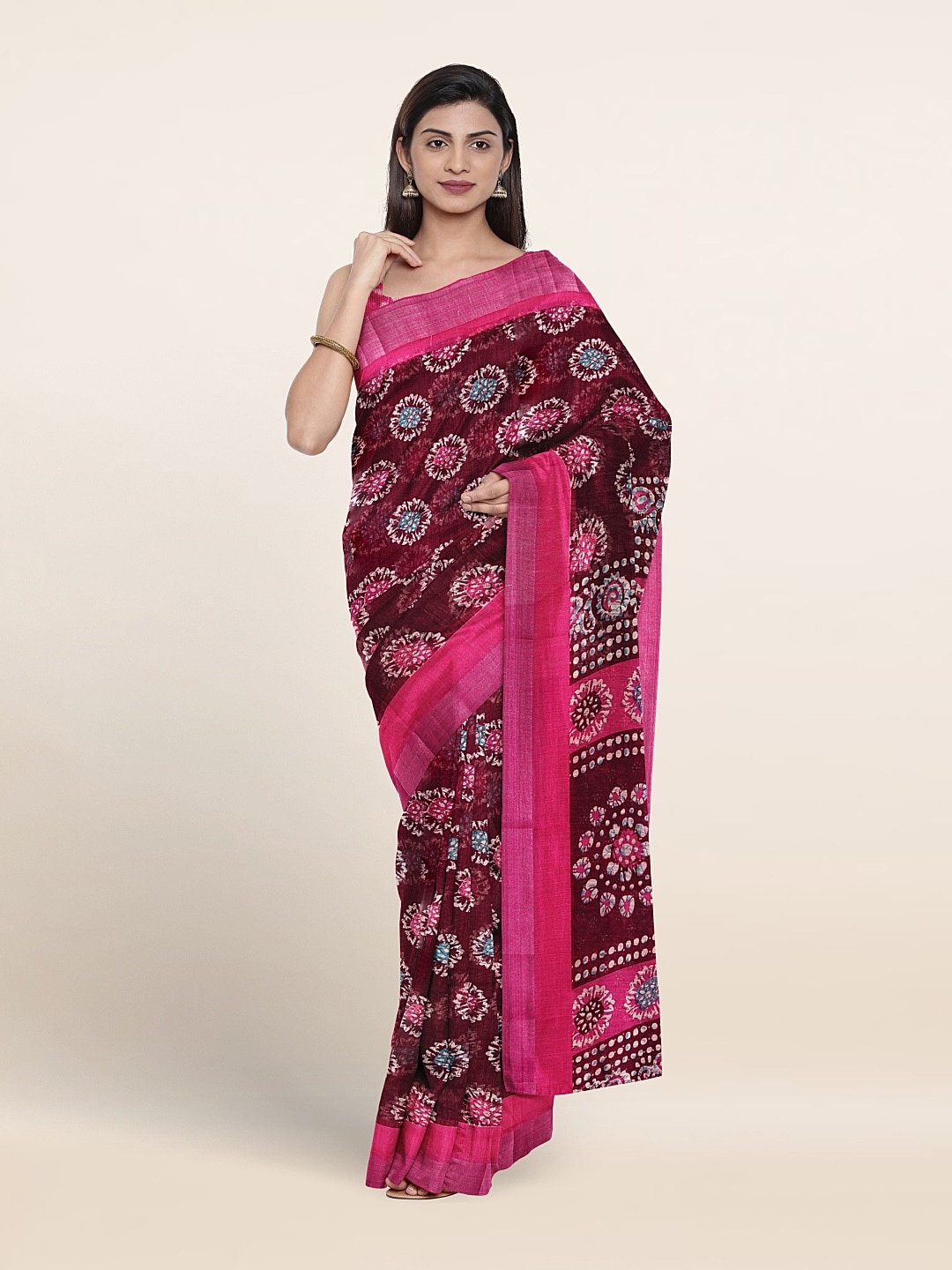 

Pothys Floral Printed Zari Saree, Purple