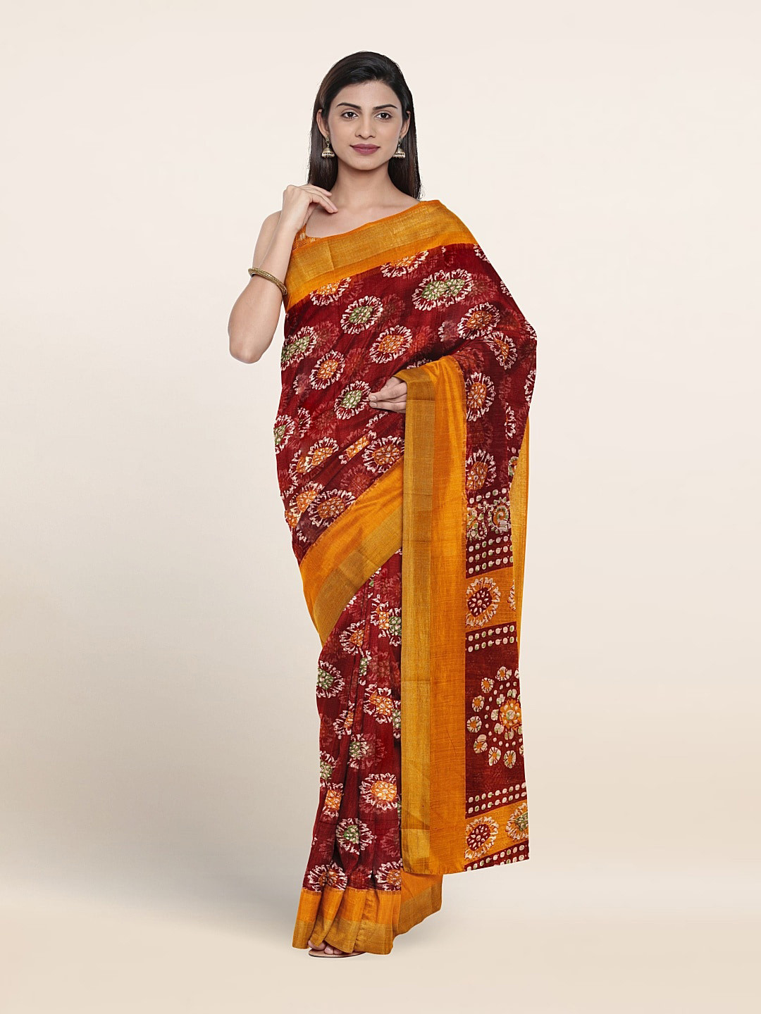 

Pothys Floral Printed Zari Saree, Purple