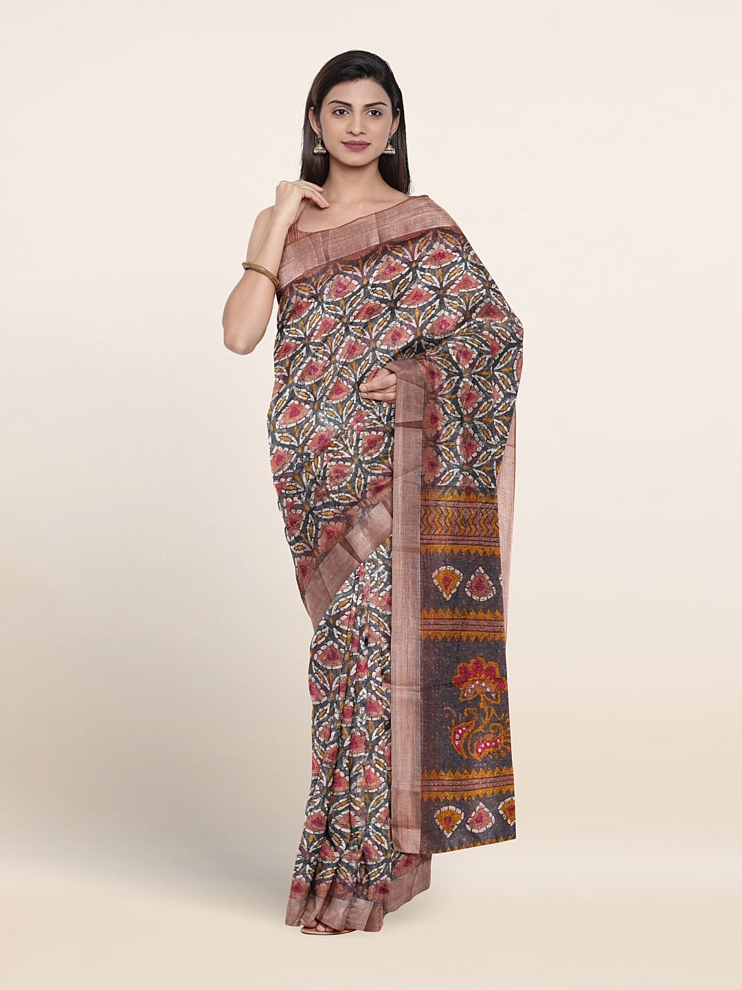 

Pothys Floral Printed Zari Saree, Purple