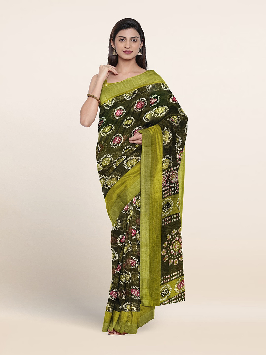 

Pothys Floral Printed Saree, Green