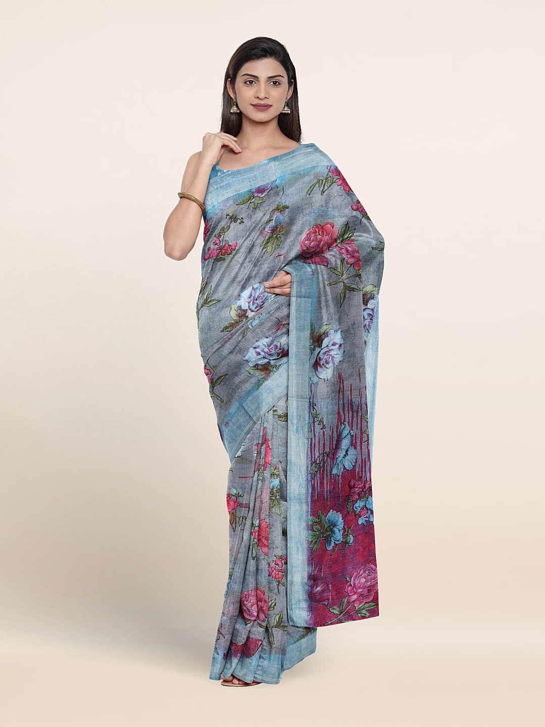 

Pothys Floral Printed Saree, Blue