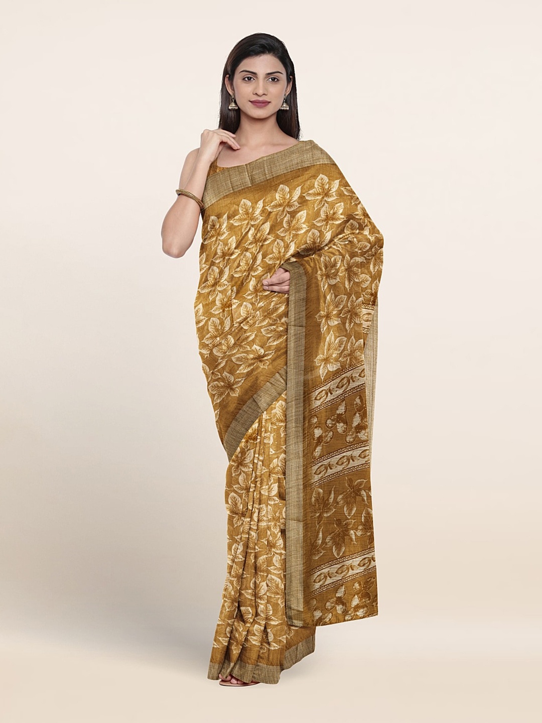 

Pothys Floral Printed Saree, Khaki