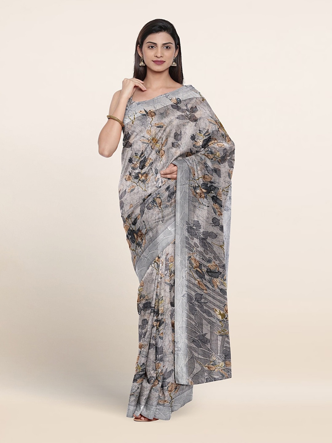 

Pothys Floral Printed Saree, Grey