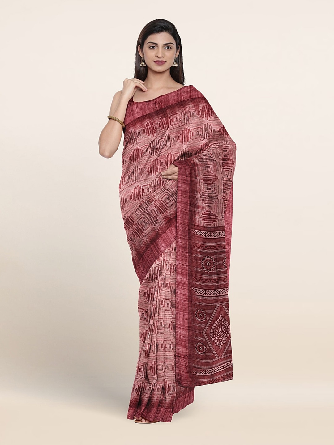 

Pothys Ethnic Motif Printed Saree, Pink