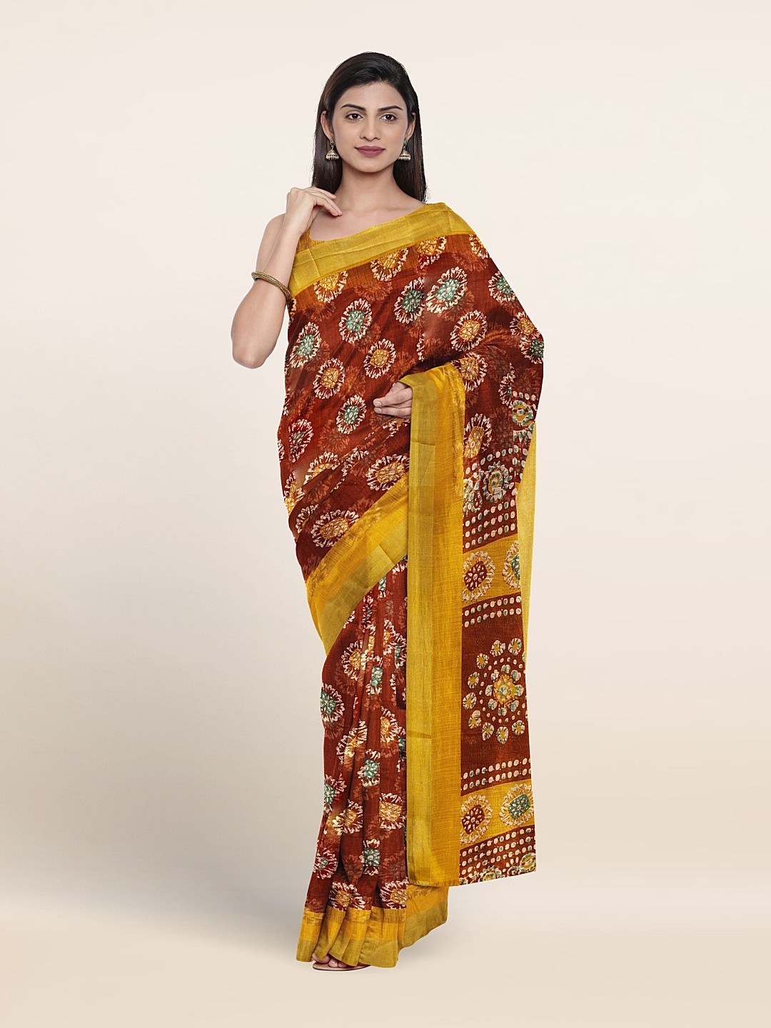 

Pothys Floral Printed Saree, Brown