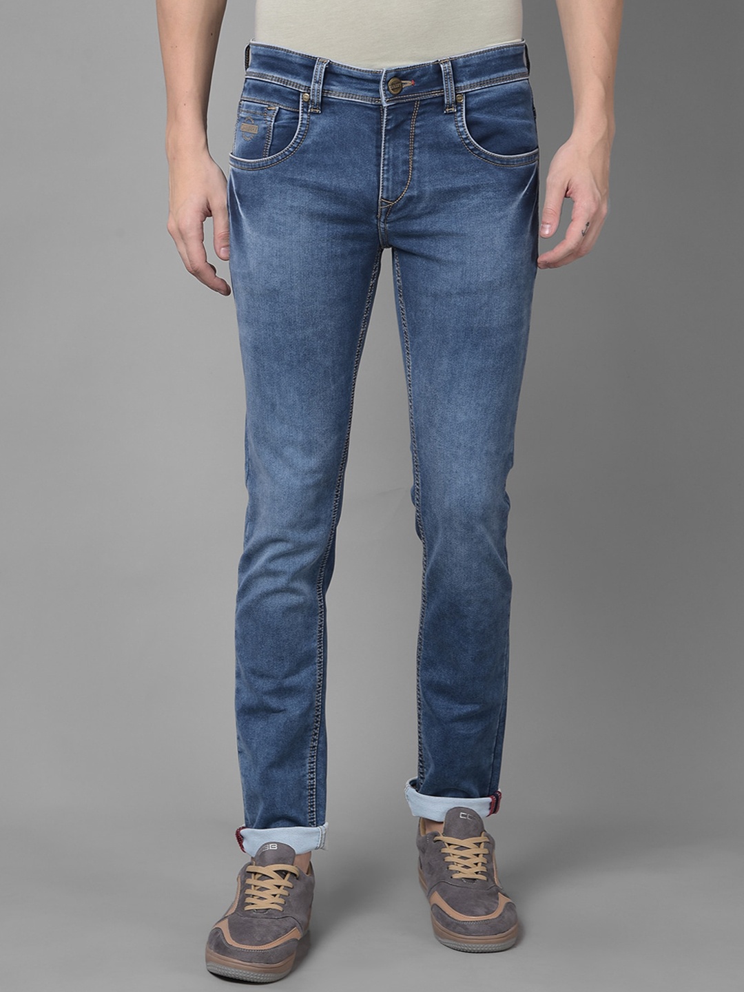 

Canary London Men Smart Skinny Fit Low-Rise Heavy Fade Stretchable Jeans, Blue