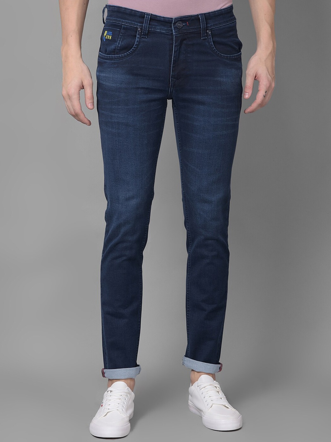 

Canary London Men Smart Skinny Fit Low-Rise Whiskers and Chevrons Stretchable Jeans, Blue