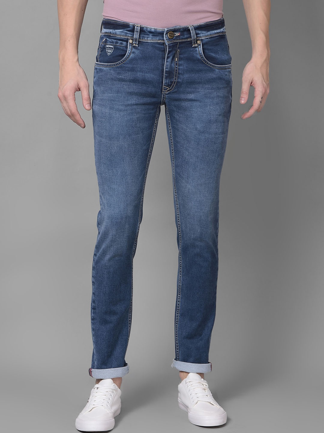 

Canary London Men Smart Skinny Fit Low-Rise Heavy Fade Stretchable Jeans, Blue
