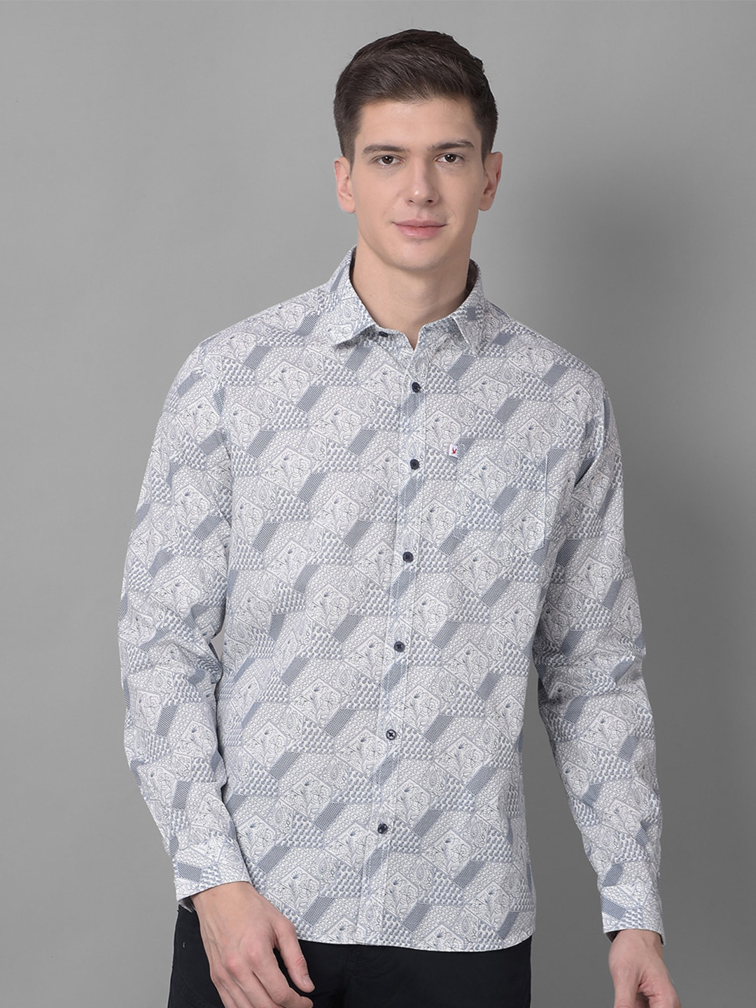 

Canary London Smart Slim Fit Ethnic Motifs Printed Cotton Casual Shirt, Blue