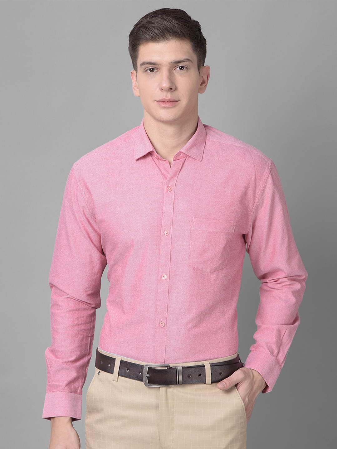 

Canary London Smart Spread Collar Long Sleeve Pocket Cotton Formal Shirt, Pink