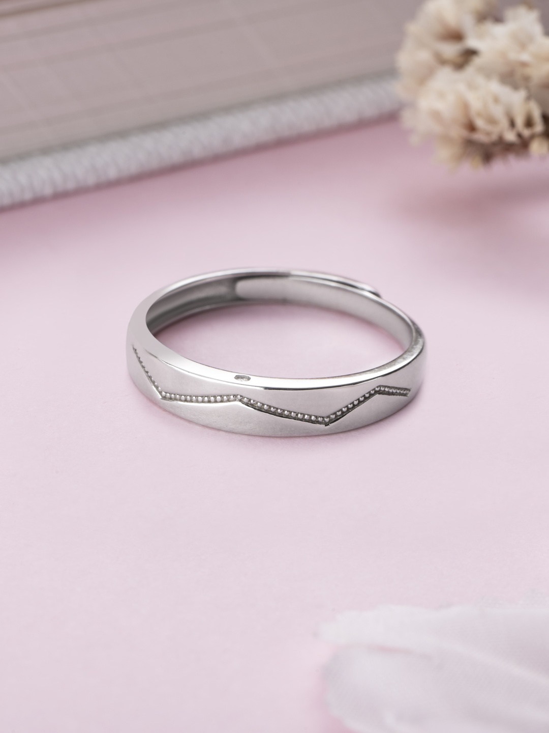 

Zavya Men Rhodium-Plated Sterling Silver Finger Ring