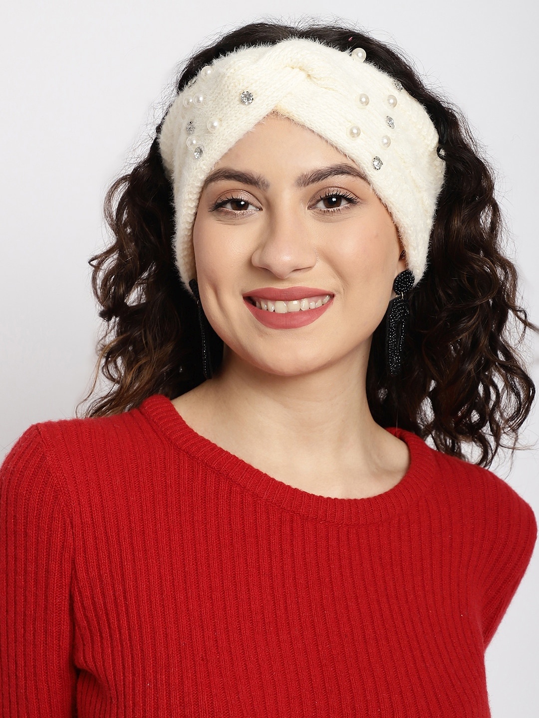 

ELLIS Women Pearl Beaded Acrylic Bandana Headband, Off white