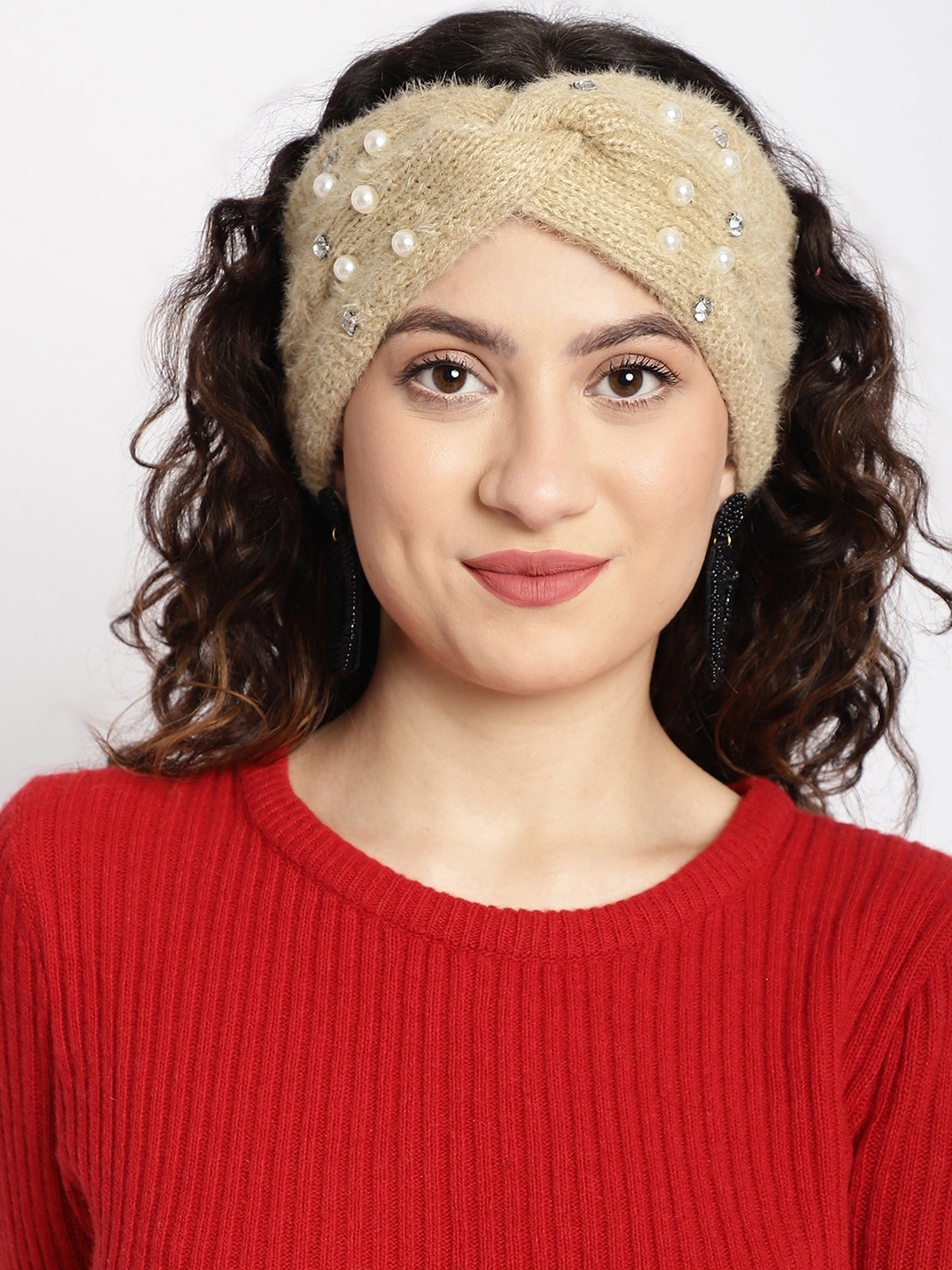 

ELLIS Women Beaded Bandana Headband, Beige