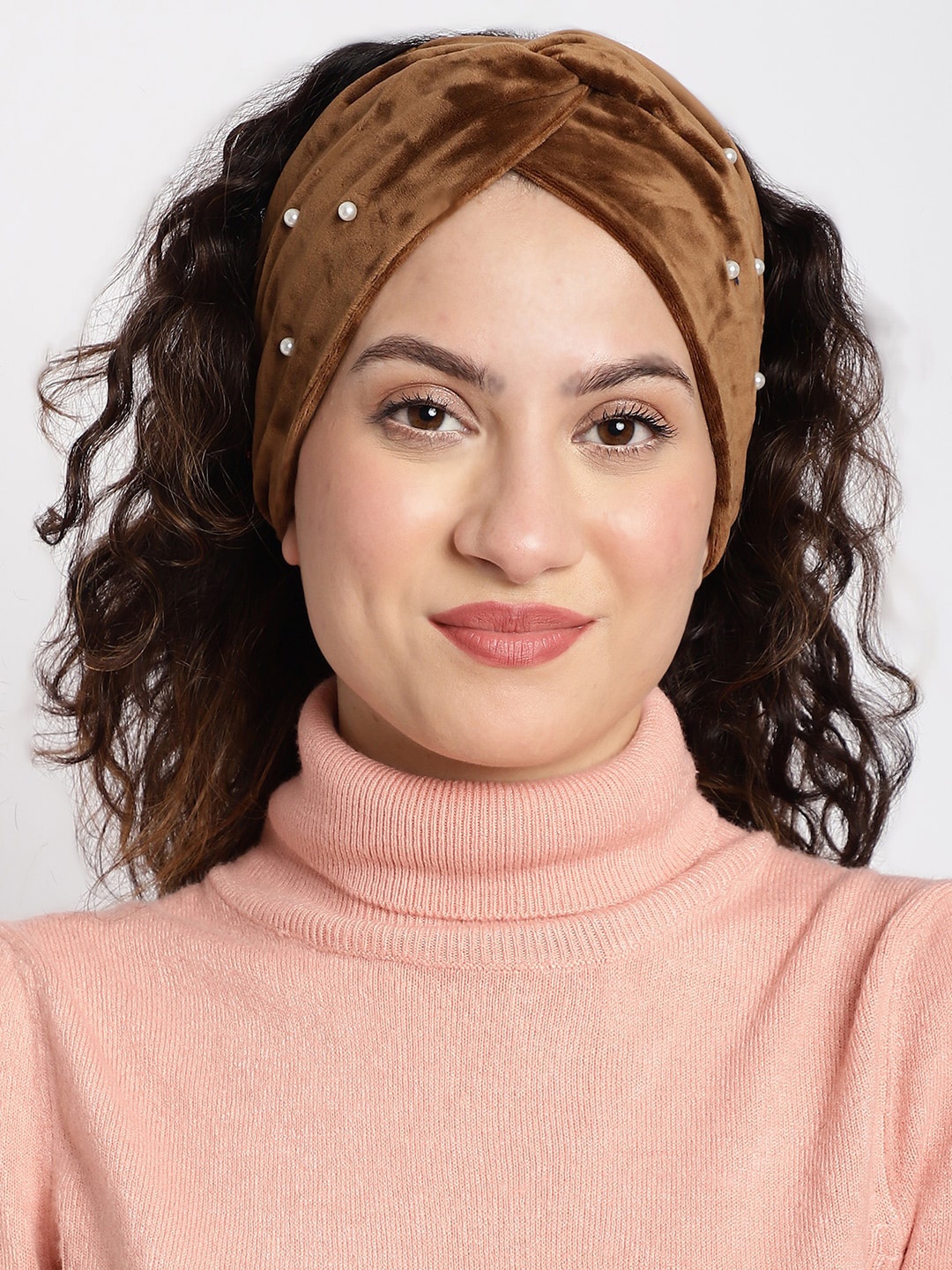 

ELLIS Women Beaded Velvet Bandana Headband, Brown