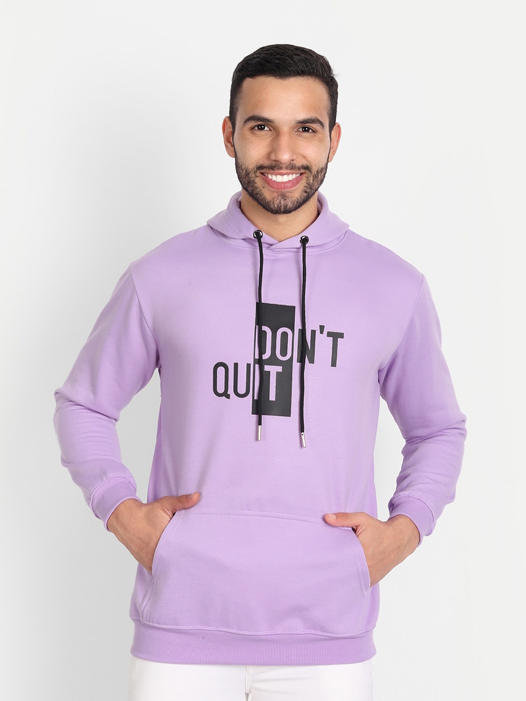 

ABSOLUTE DEFENSE Typography Printed Hooded Sweatshirt, Lavender