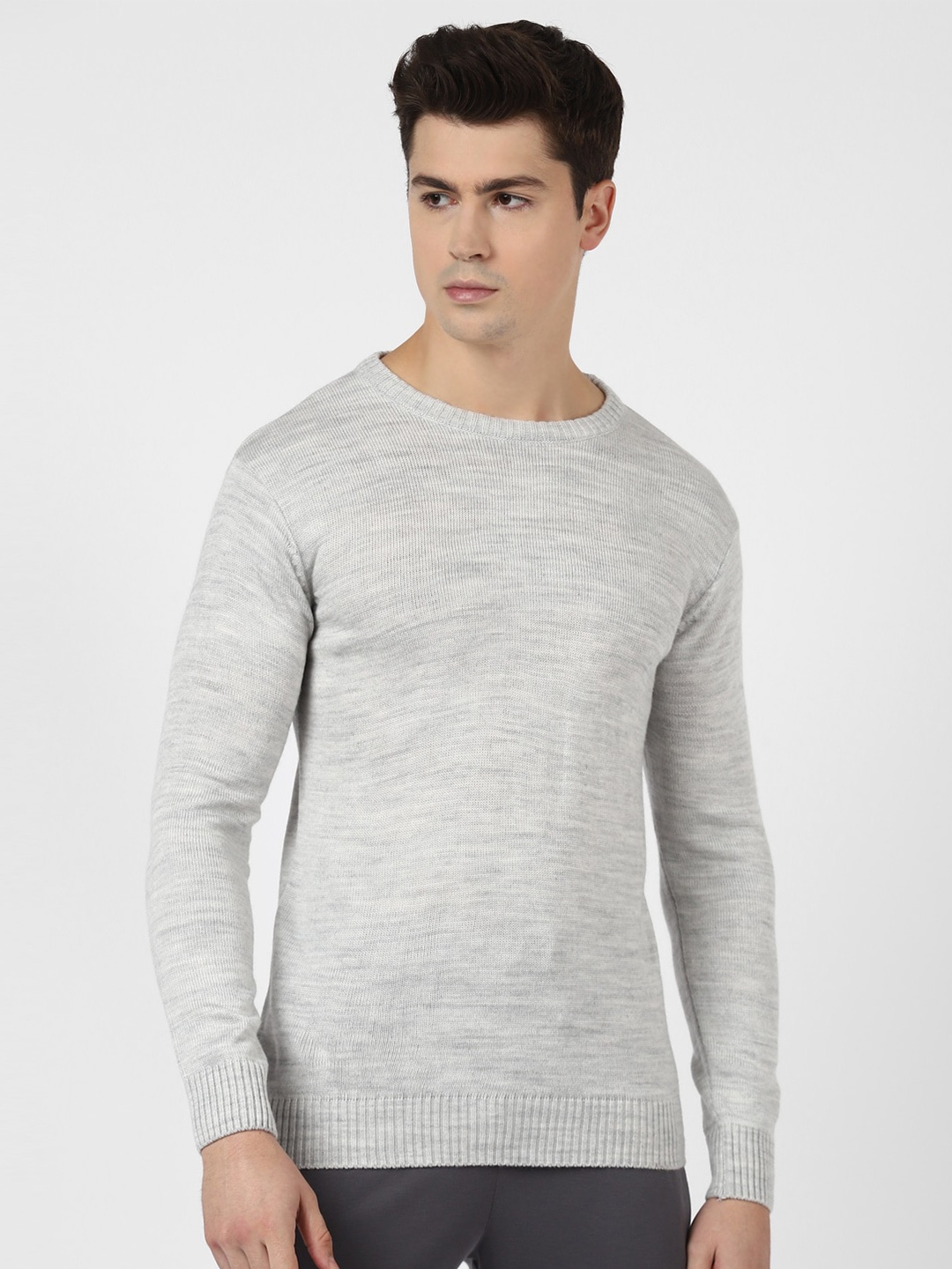 

UrbanMark Self Designed Acrylic Pullover, Grey melange