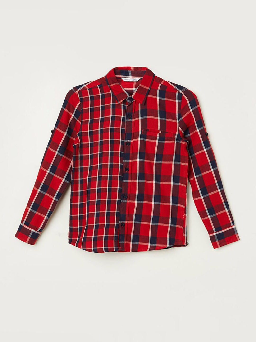 

Fame Forever by Lifestyle Boys Tartan Checks Spread Collar Cotton Casual Shirt, Red