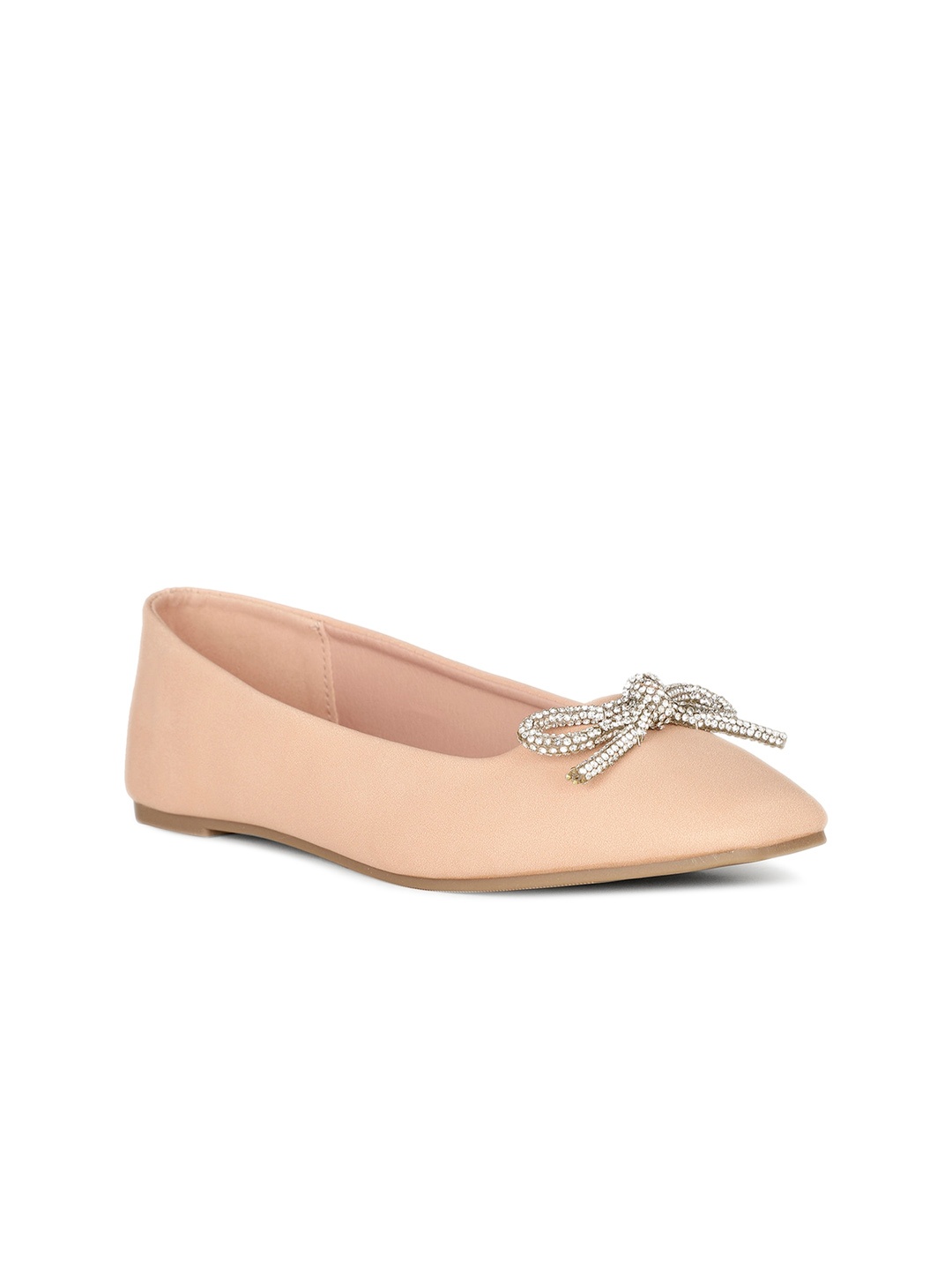 

Bata Women Embellished Ballerinas Flats, Peach