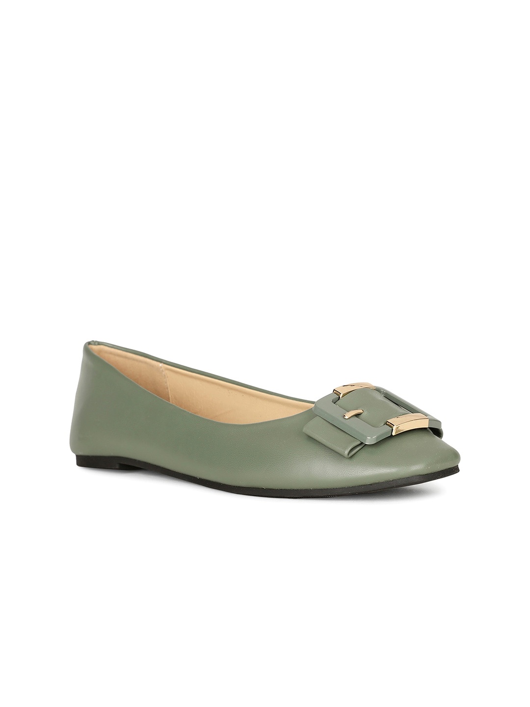 

Bata Buckle Embellished Ballerinas, Olive