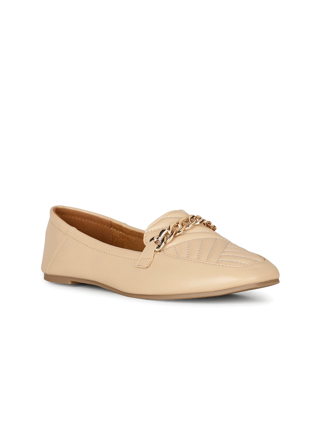 

Bata Textured Embellished Square Toe Ballerinas, Beige