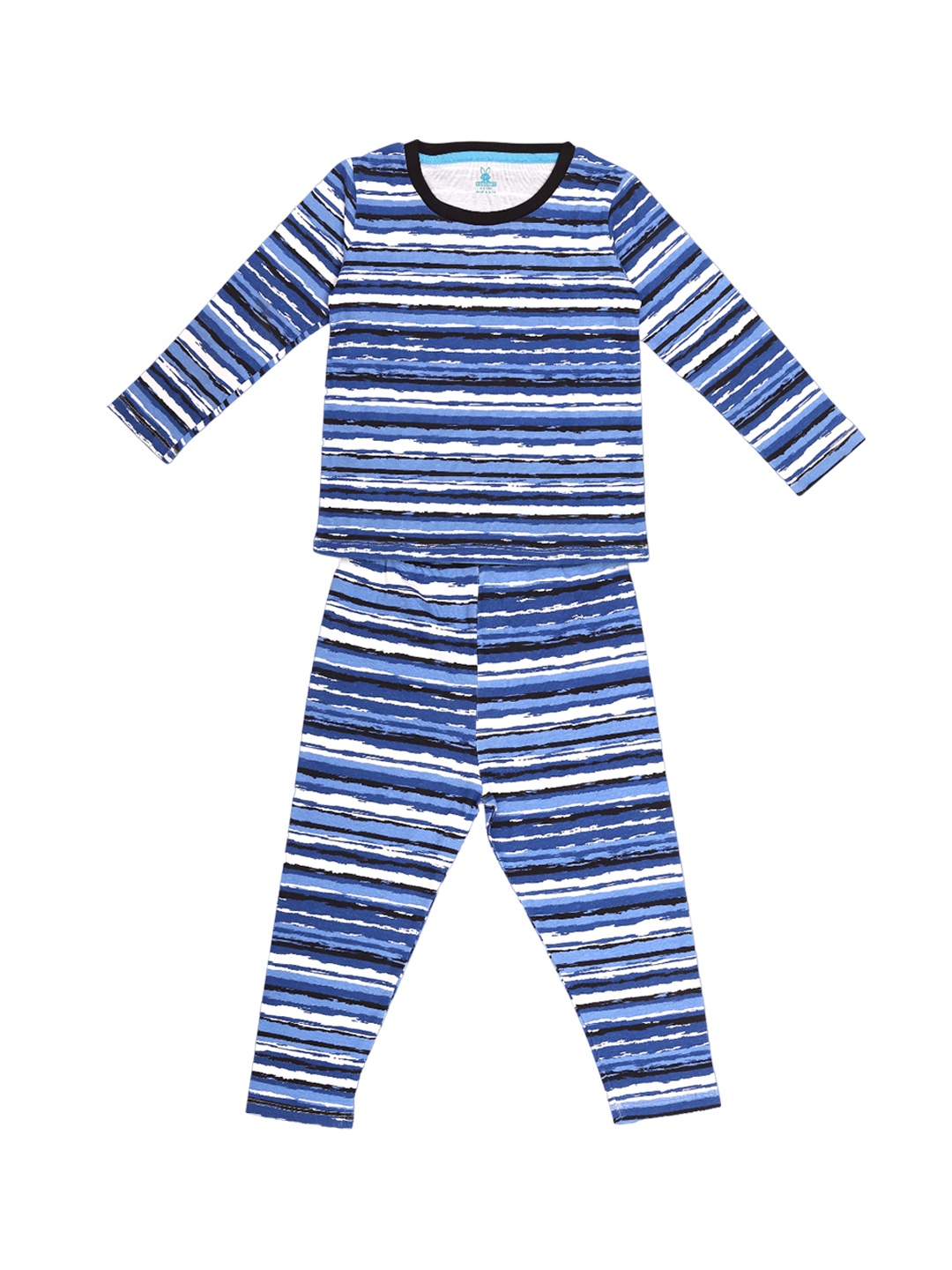 

KIDSCRAFT Boys Striped Night suit, Blue