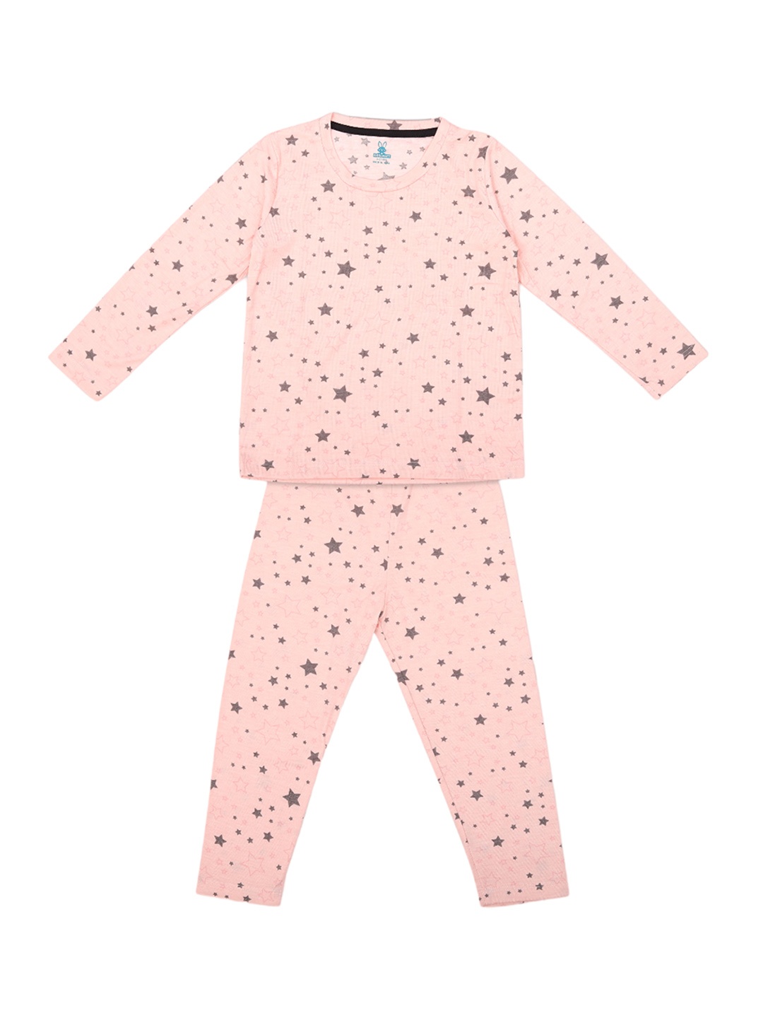 

KIDSCRAFT Girls Geometric Printed Night suit, Peach