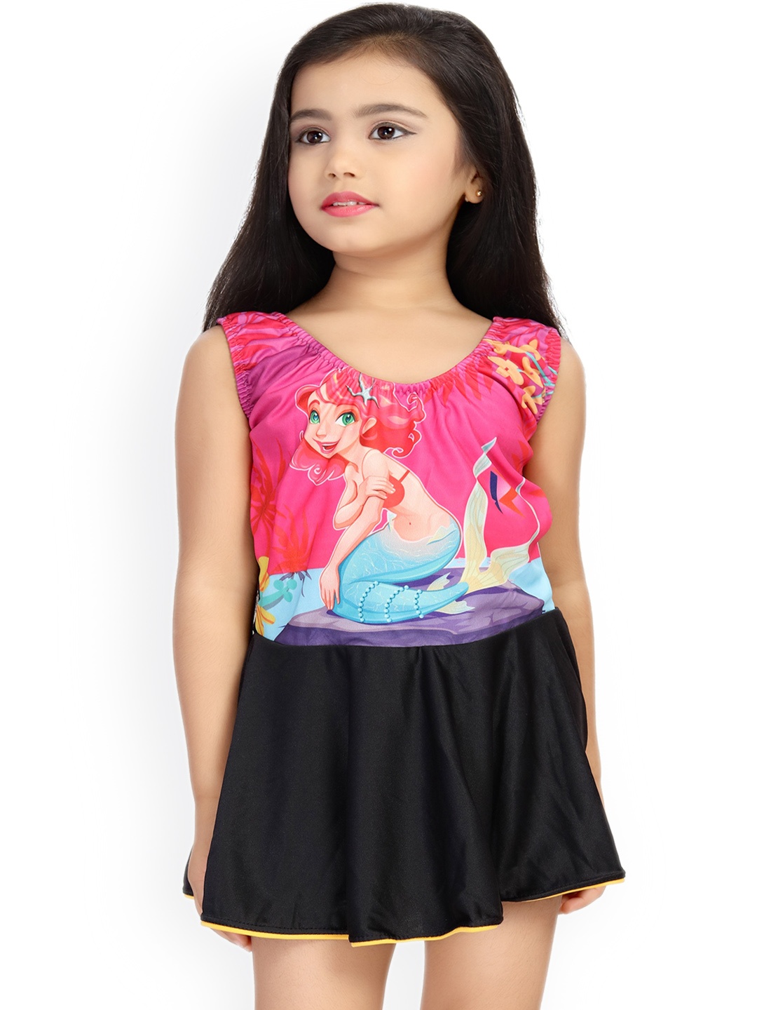 

ROVARS Girls Graphic Printed Swim Dress, Pink