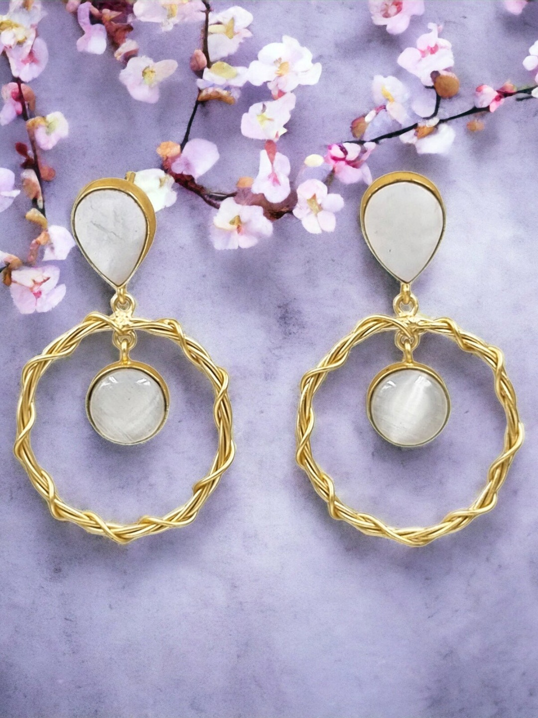 

DressBerry Gold Plated Drop Earrings, White