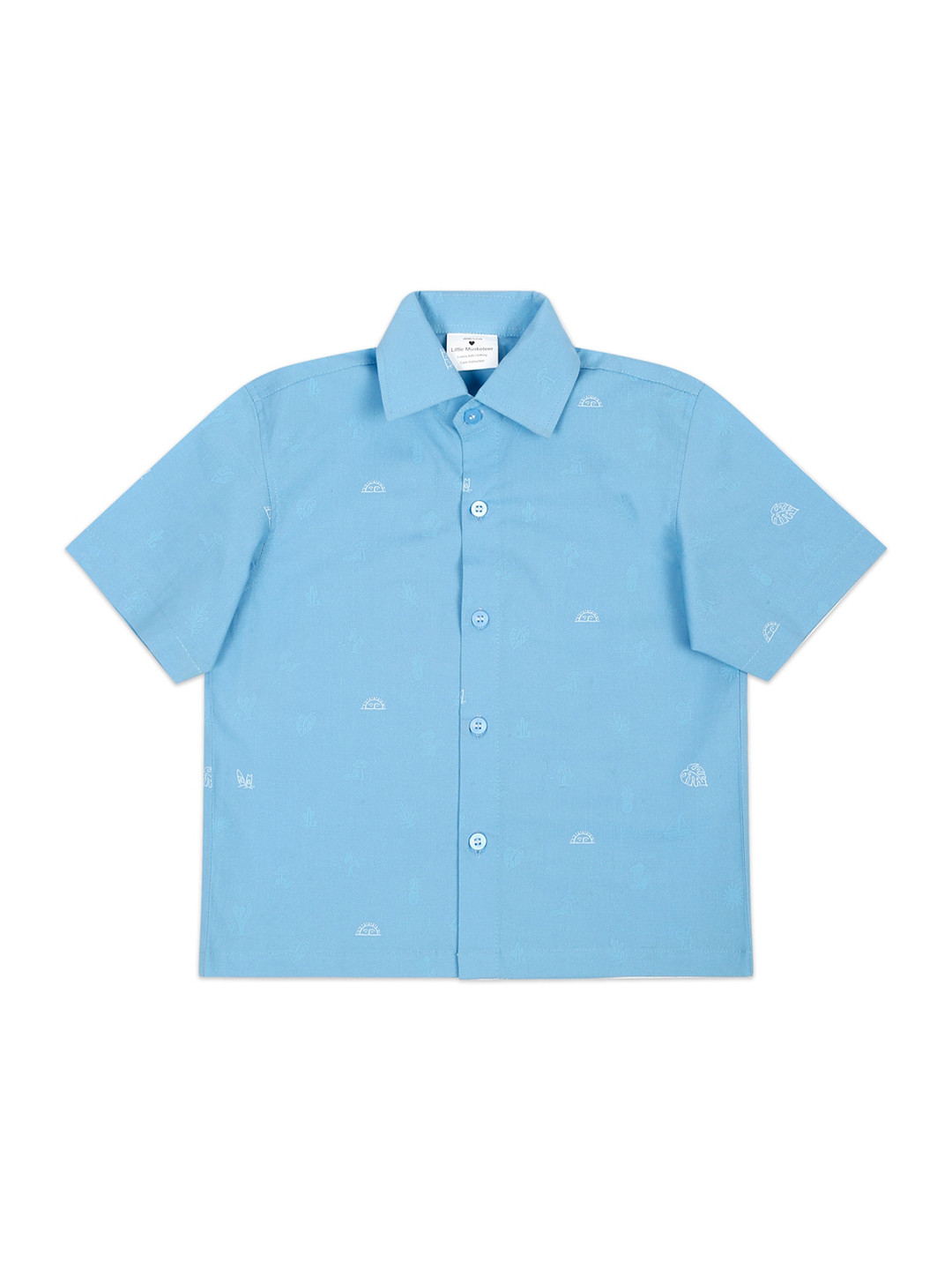 

Little Musketeer Boys Floral Printed Comfort Cotton Casual Shirt, Blue