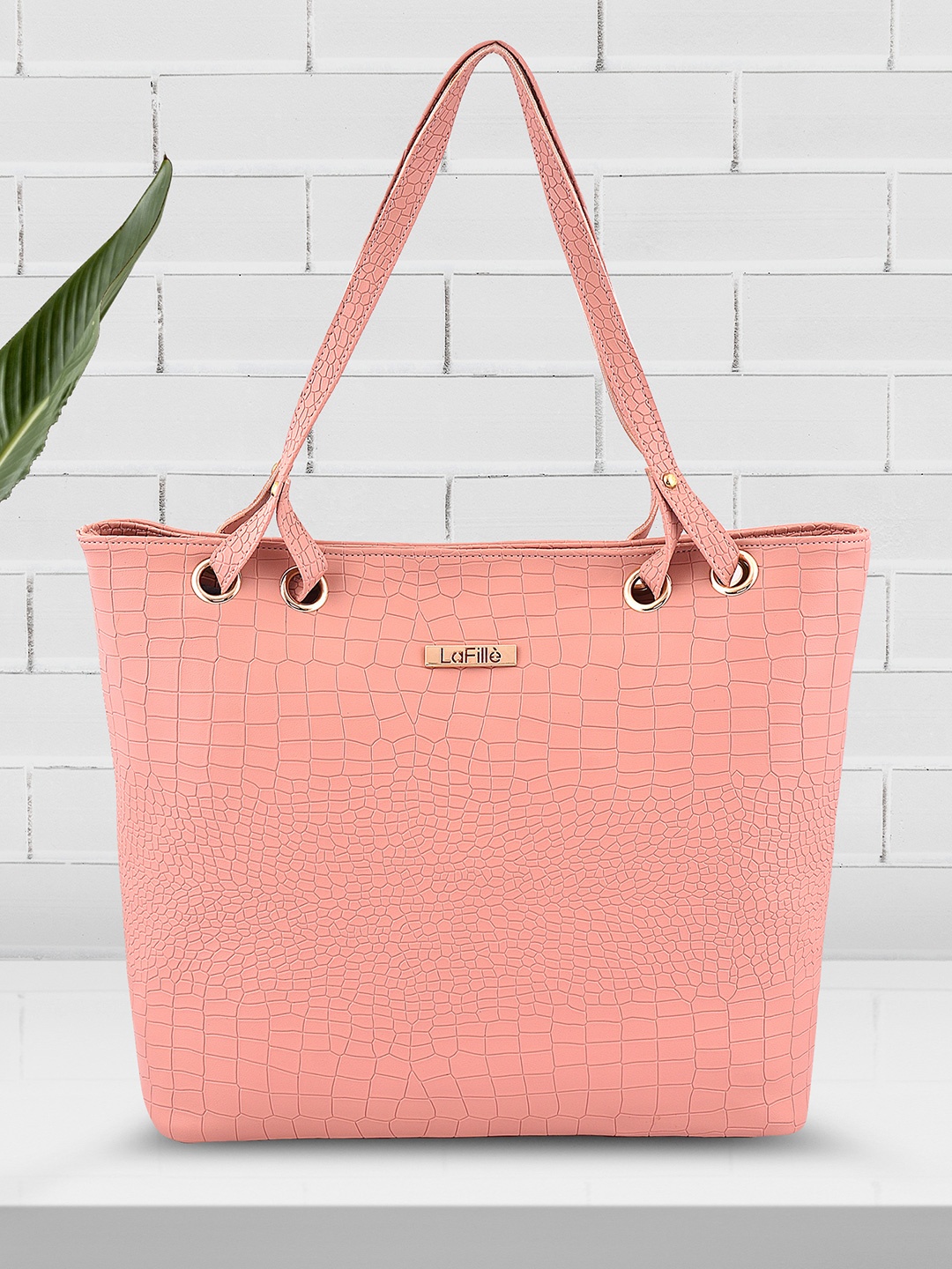 

LaFille Textured Structured Shoulder Bag, Peach